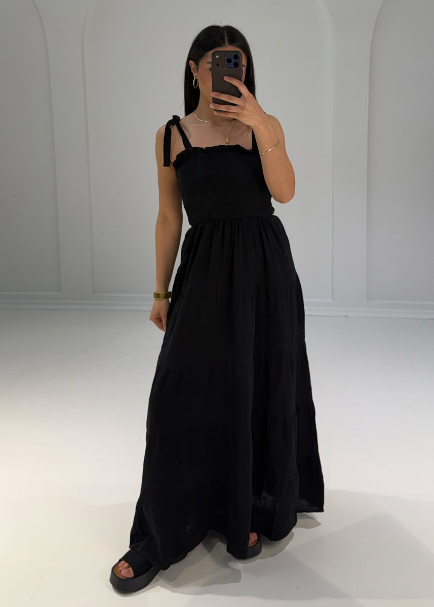 Maxikleid aus Musselin mit Trägern