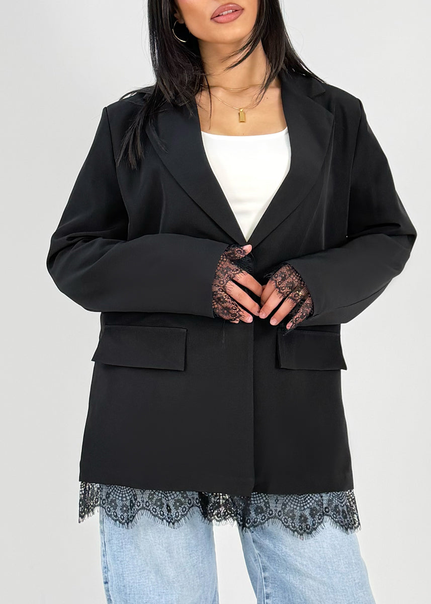 Blazer mit Spitzendetails