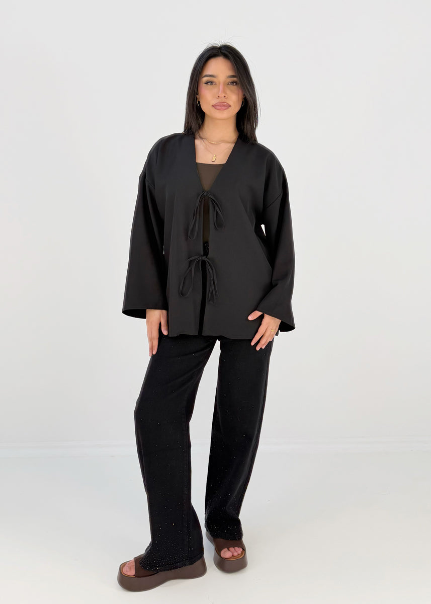 Bluse mit Bindebändern