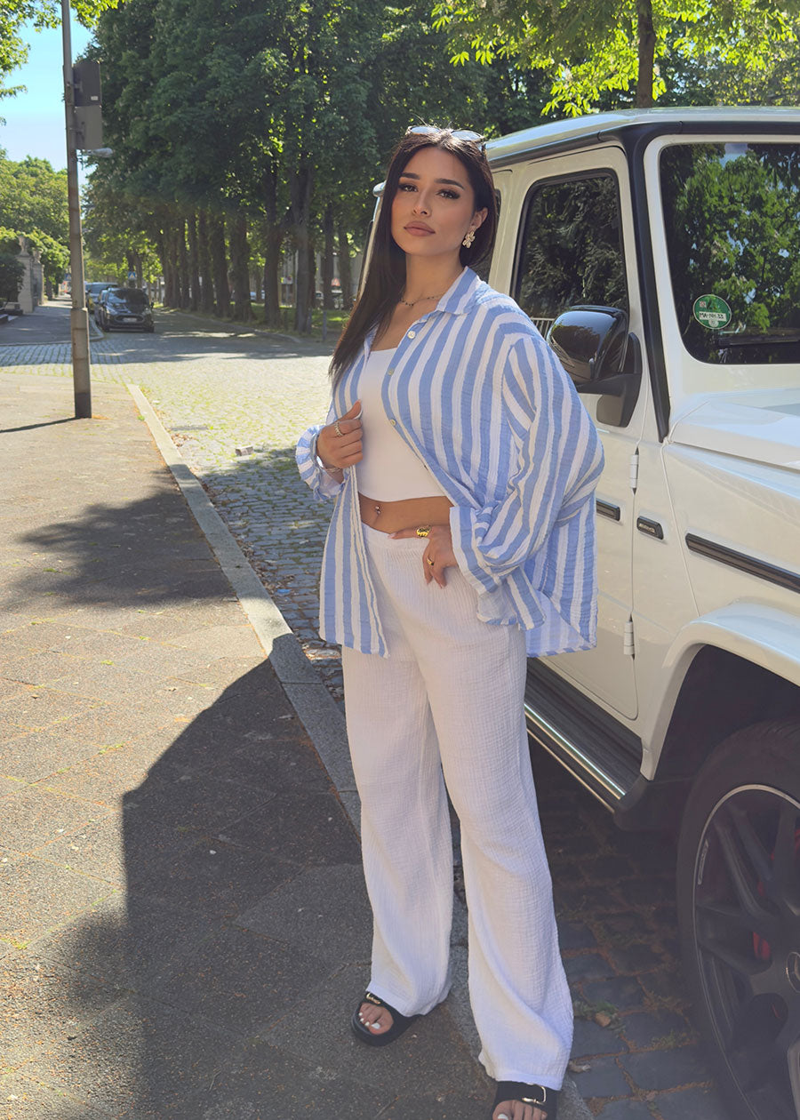 Gestreifte Musselin Bluse