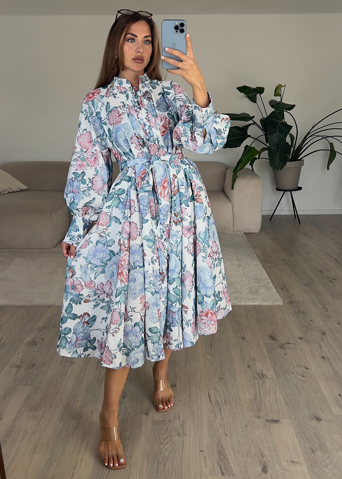 Midikleid mit Blumenmuster