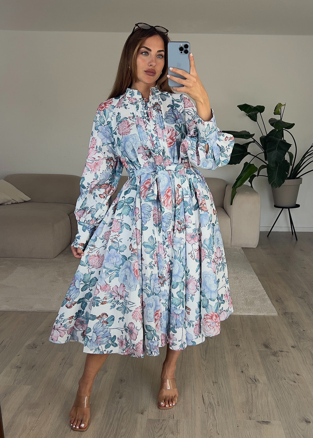 Midikleid mit Blumenmuster