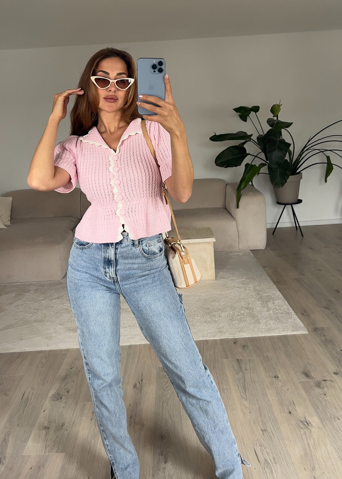 Strickoberteil mit Puffärmeln