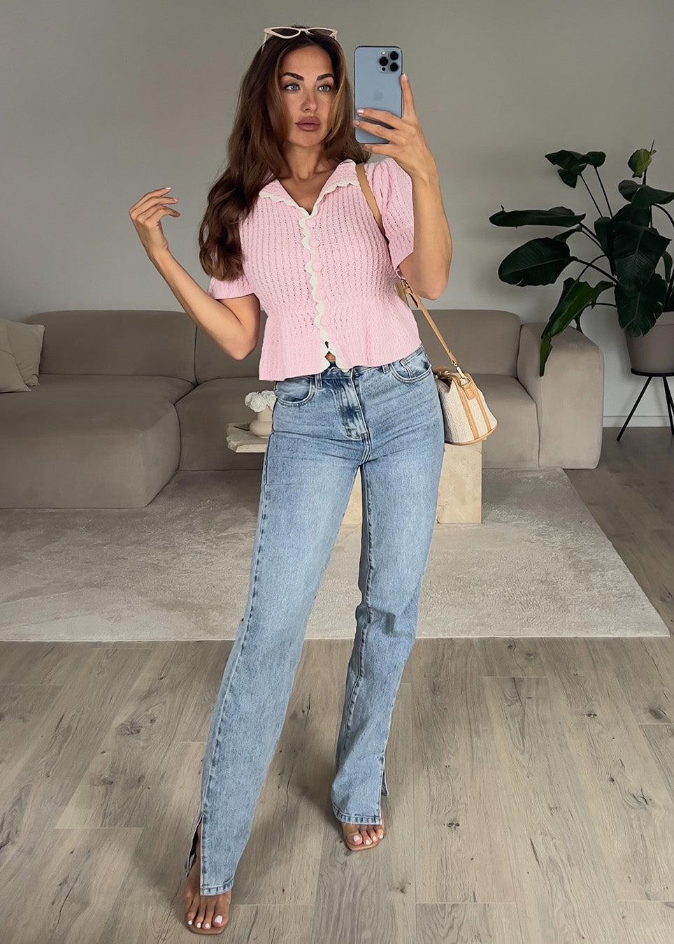 Strickoberteil mit Puffärmeln