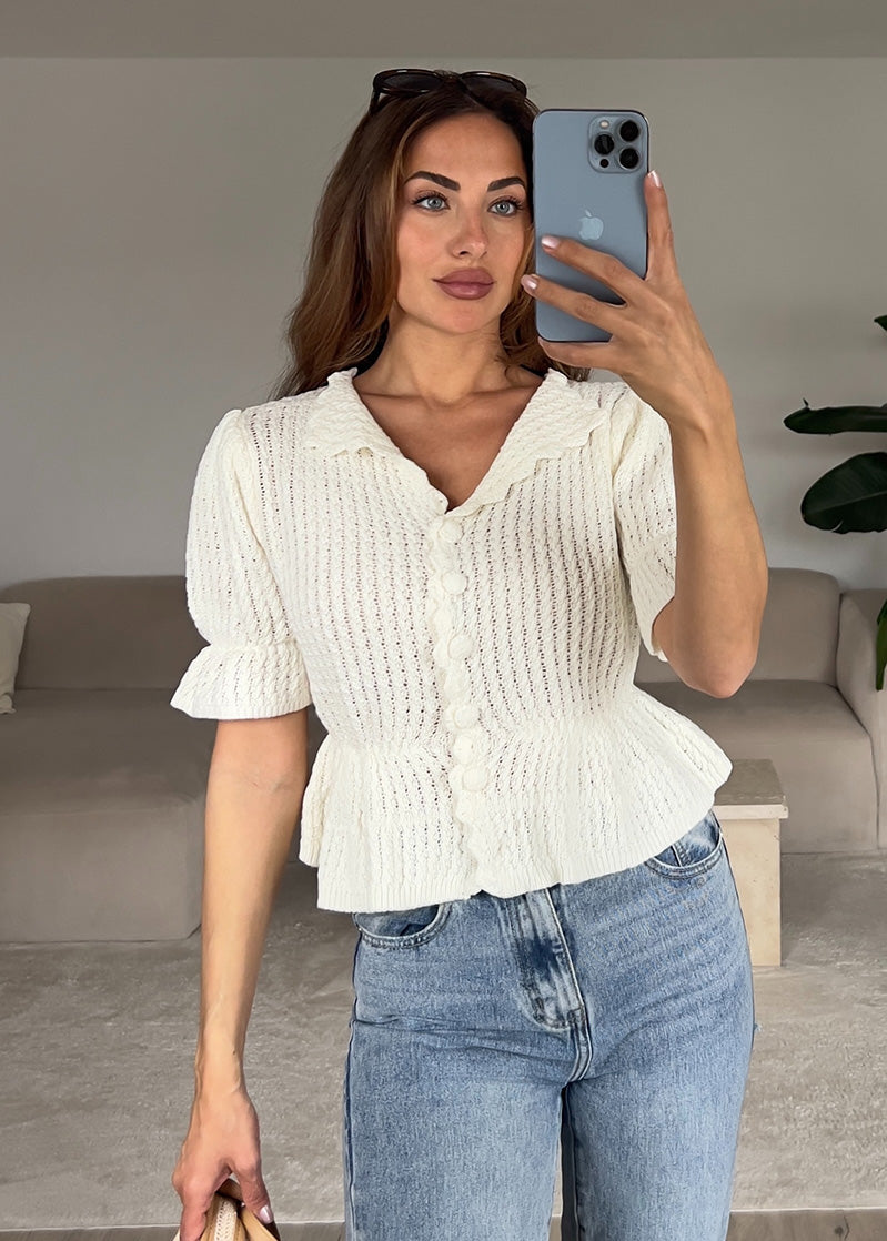 Strickoberteil mit Puffärmeln