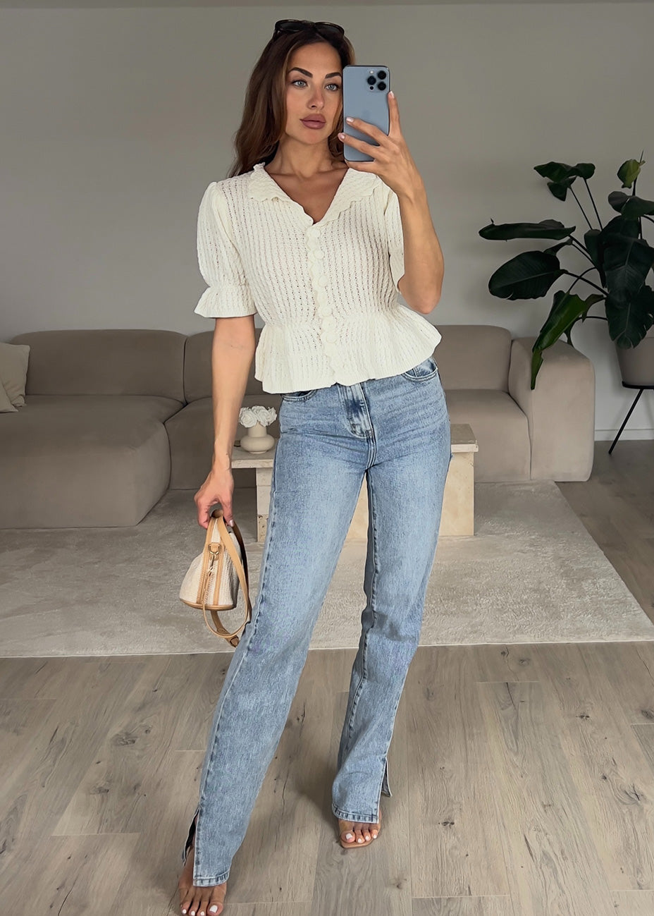 Strickoberteil mit Puffärmeln