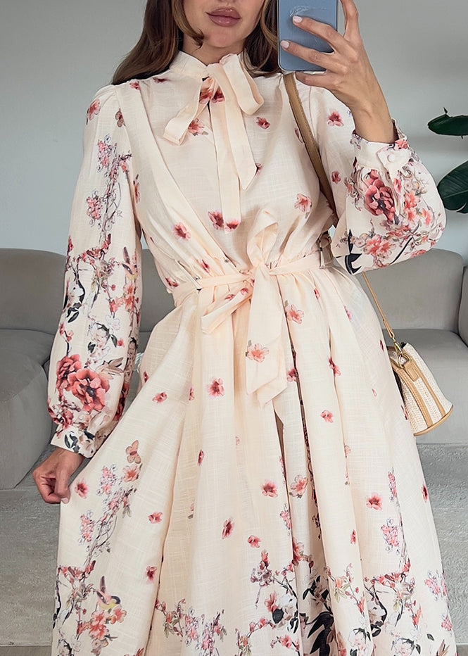 Maxikleid mit Schleifenkragen und Blumenmuster