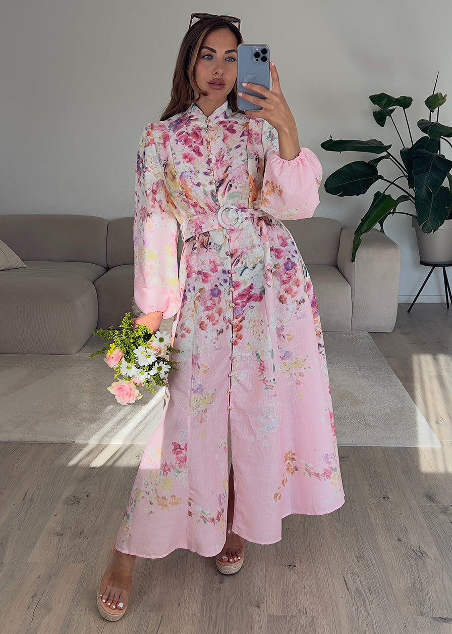 Maxikleid mit Aquarell-Print