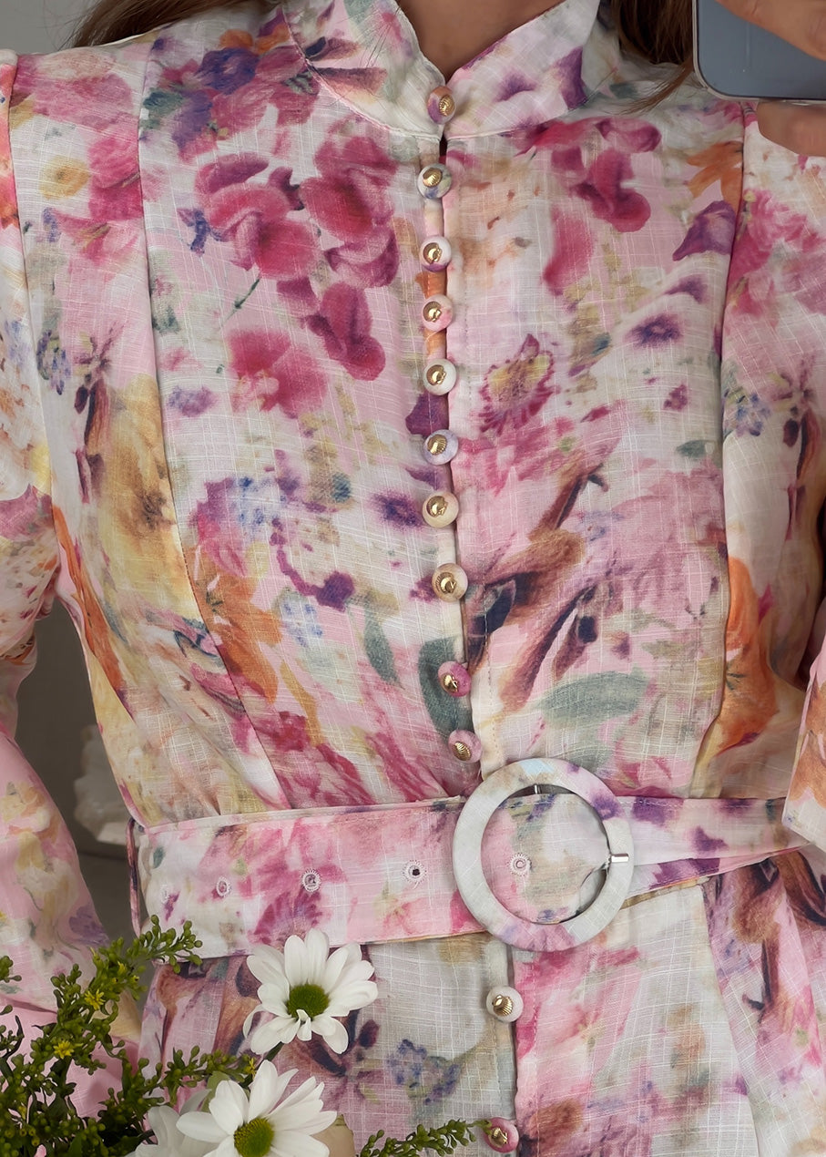 Maxikleid mit Aquarell-Print