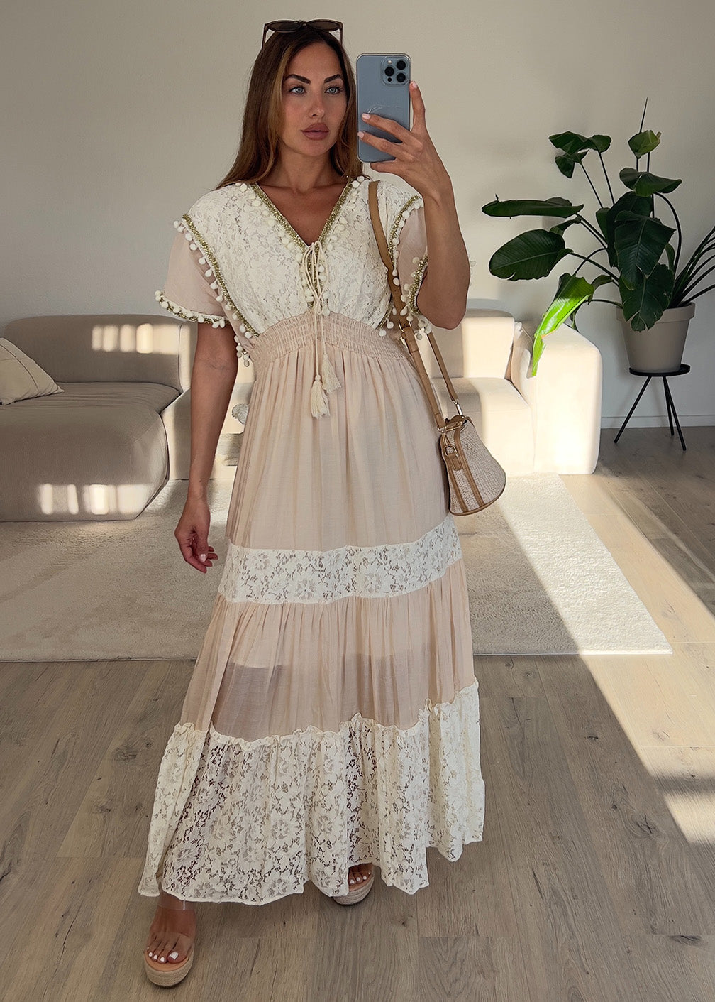 Maxikleid mit Quasten-Detail