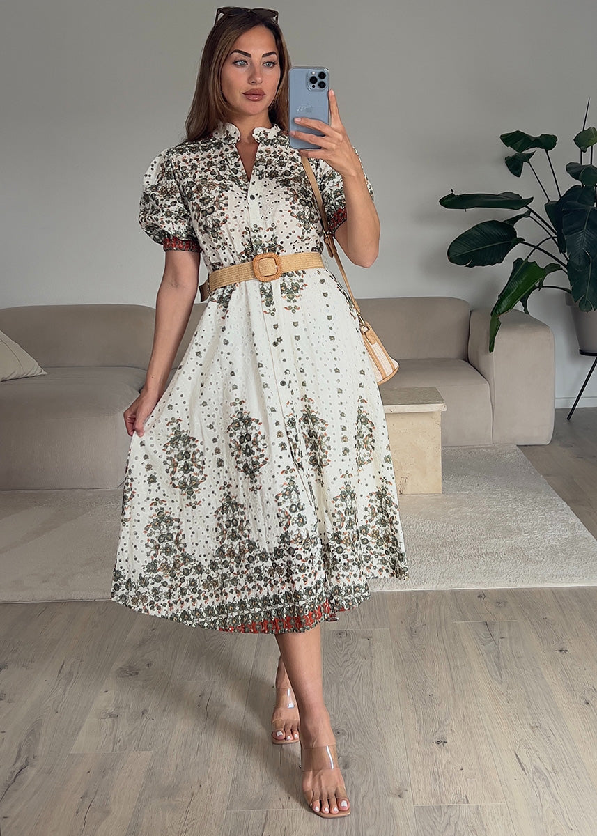 Midikleid mit Lochstickerei