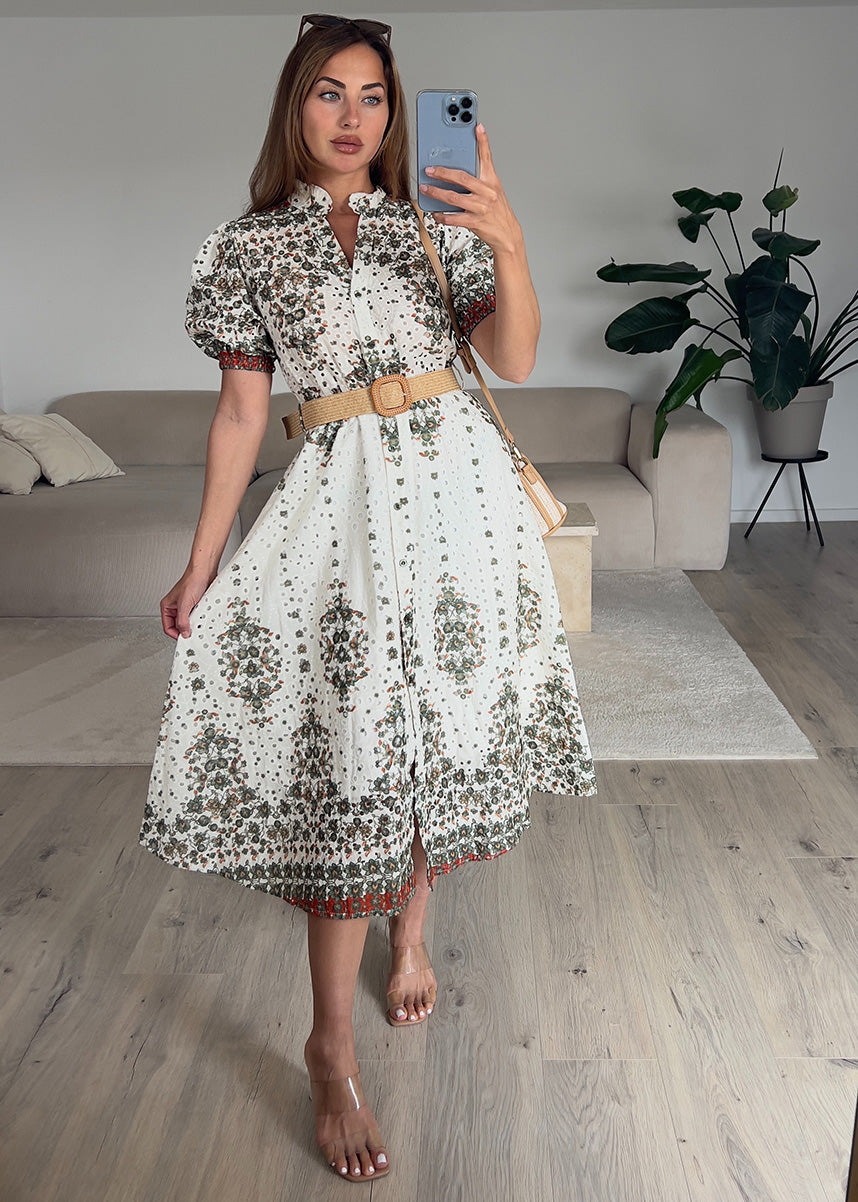 Midikleid mit Lochstickerei