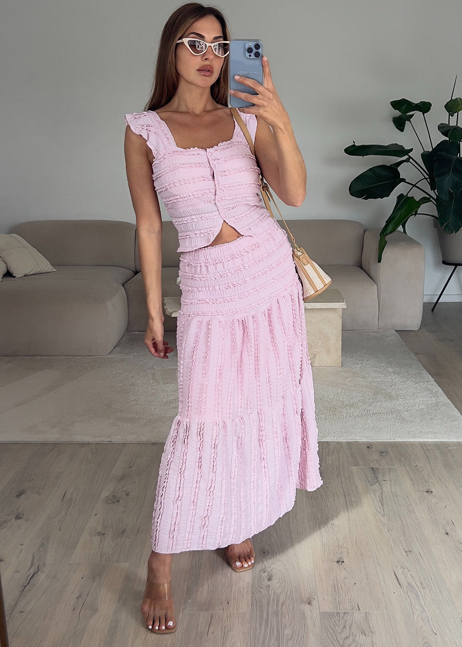 Zweiteiler Set mit Carmentop und Maxirock