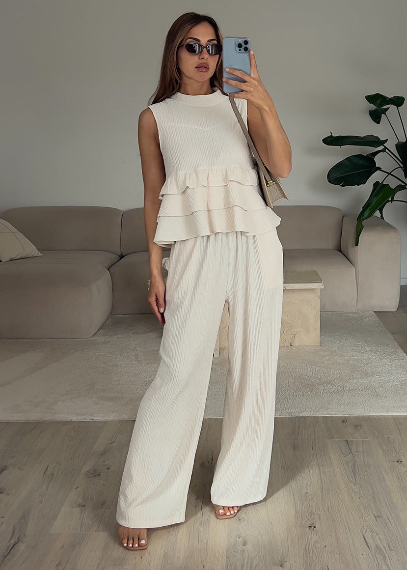 Zweiteiler Set mit Rüschen-Top