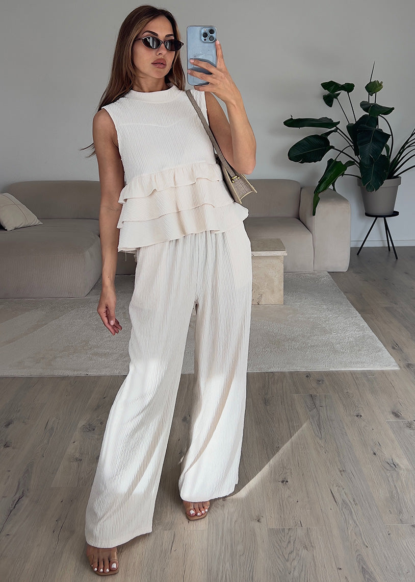 Zweiteiler Set mit Rüschen-Top