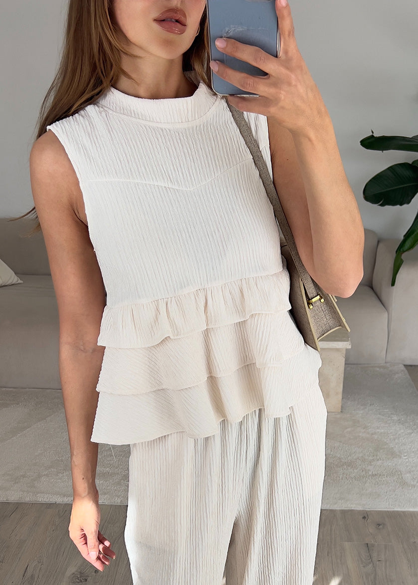 Zweiteiler Set mit Rüschen-Top