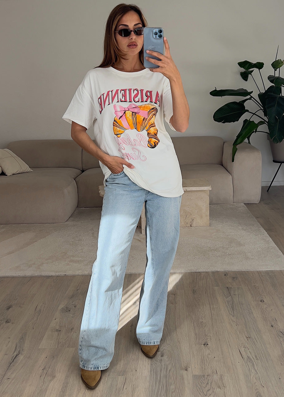 Oversize T-Shirt mit Croissant Print