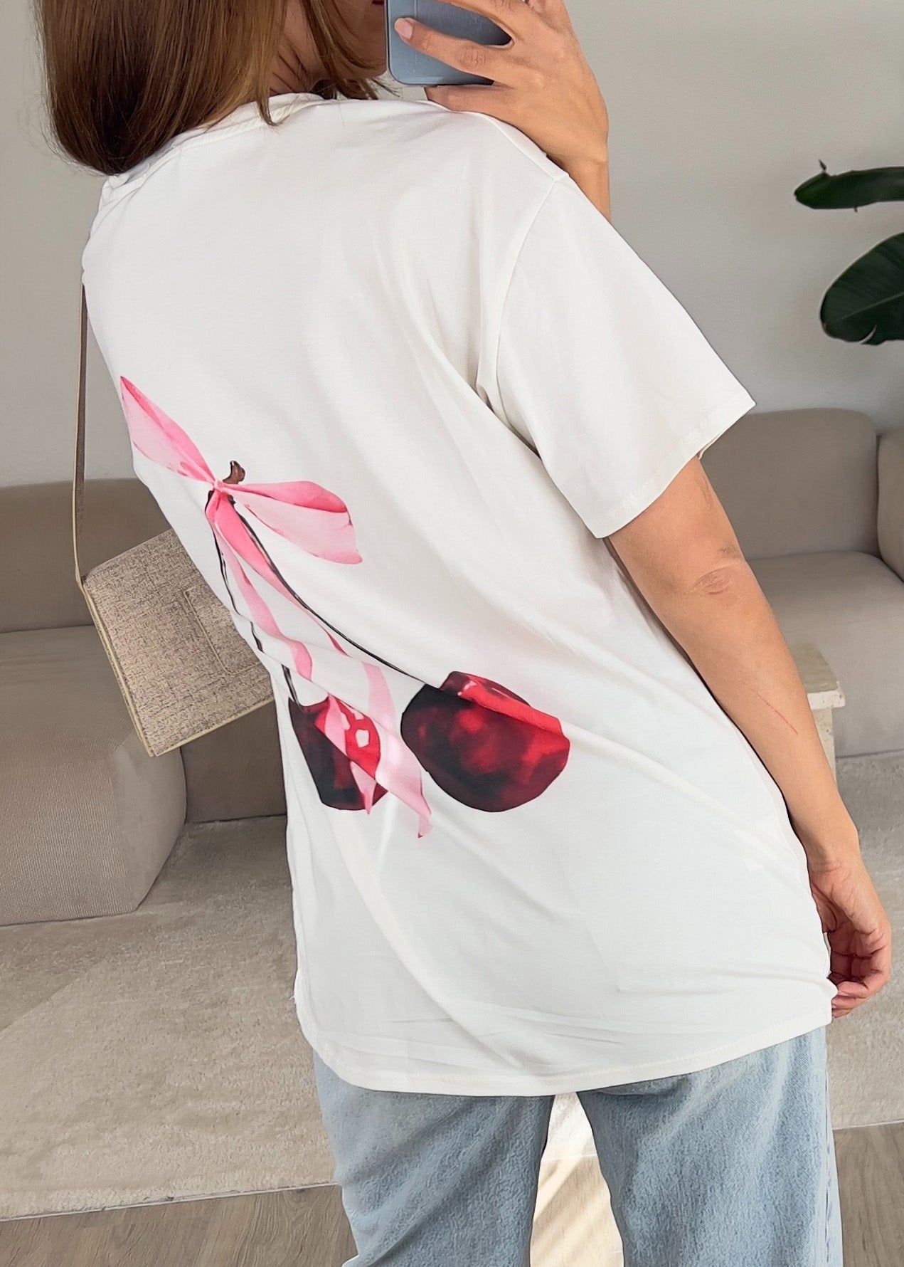 Oversize T-Shirt mit Kirschprint