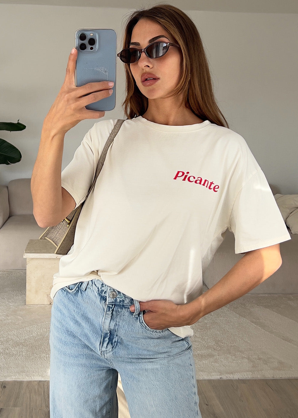 Oversize T-Shirt "Picante" mit Oliven-Print