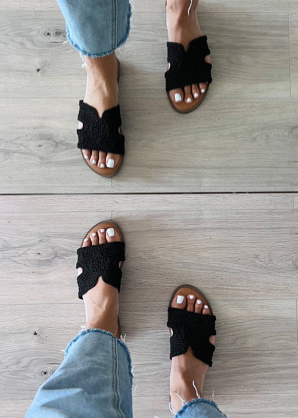 Sandalen mit gehäkeltem Look