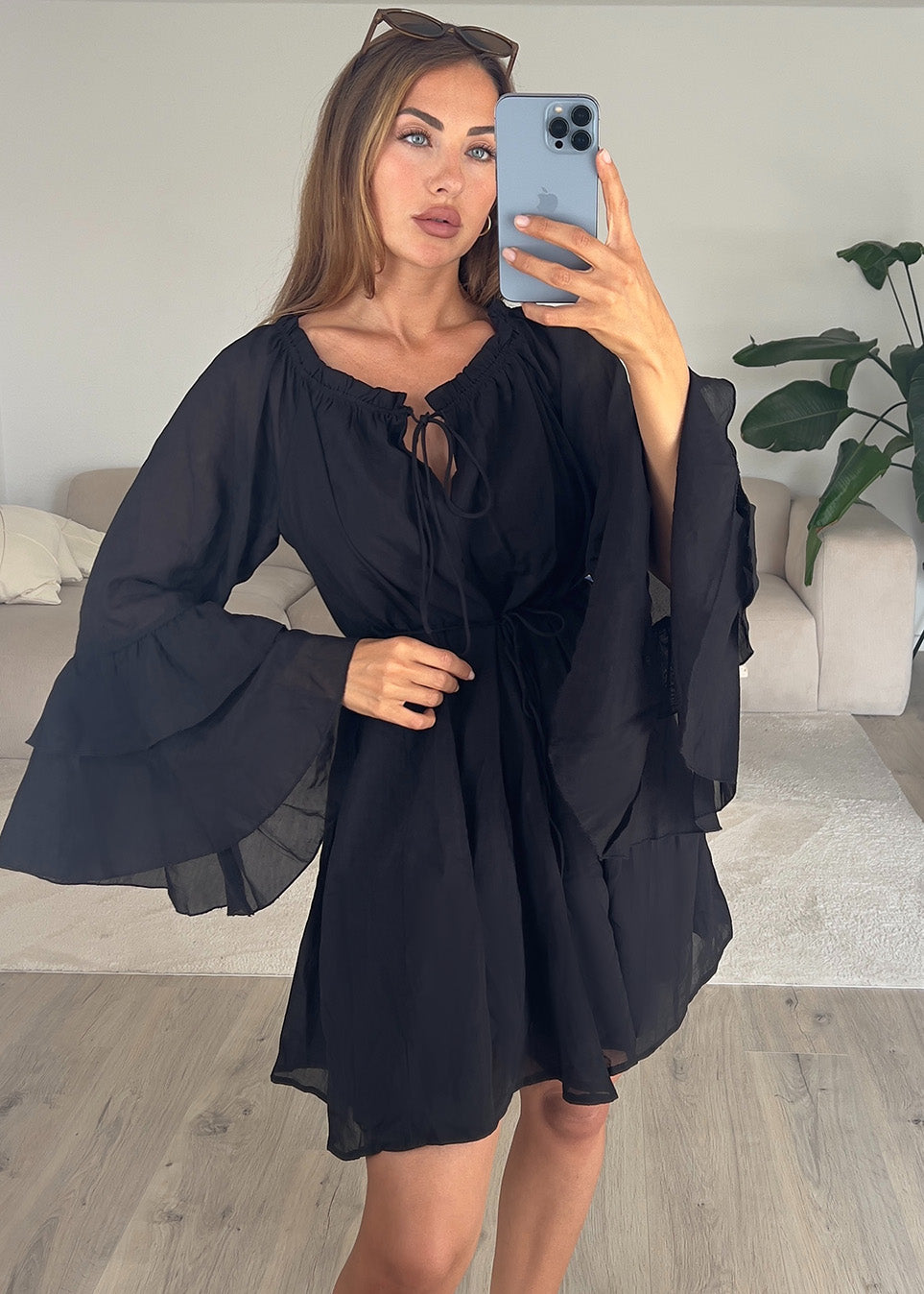 Boho-Kleid mit Volantärmeln