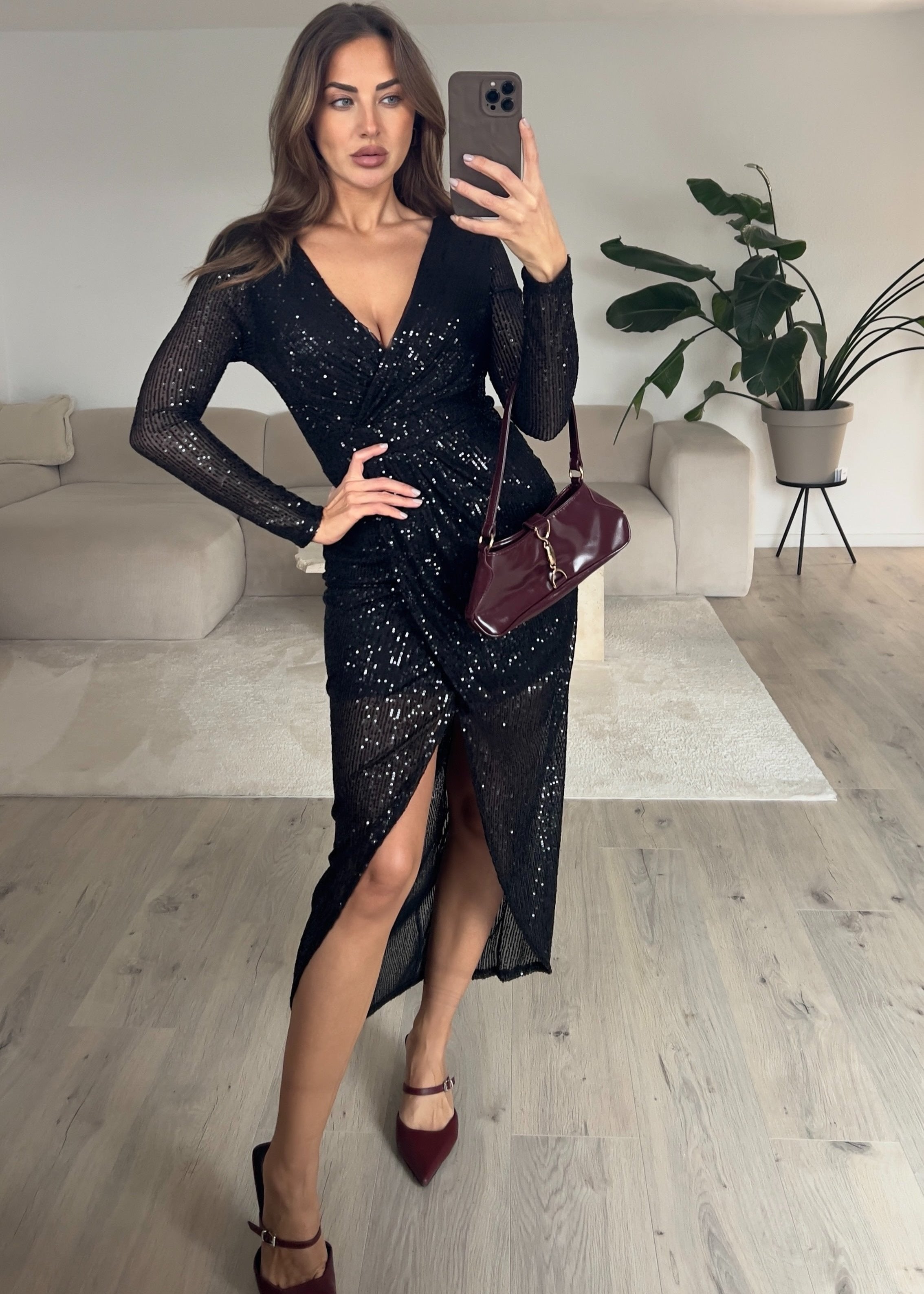 Paillettenkleid Schwarz