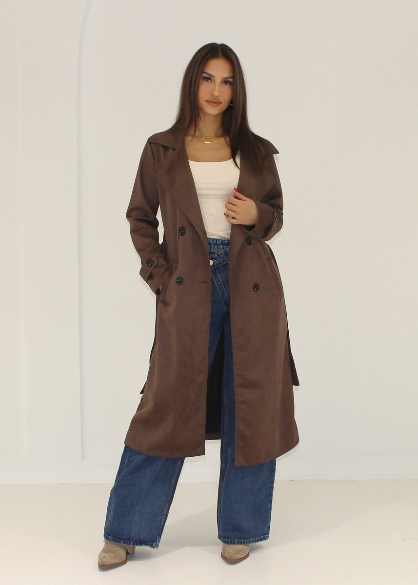 Mantel in Wildlederoptik