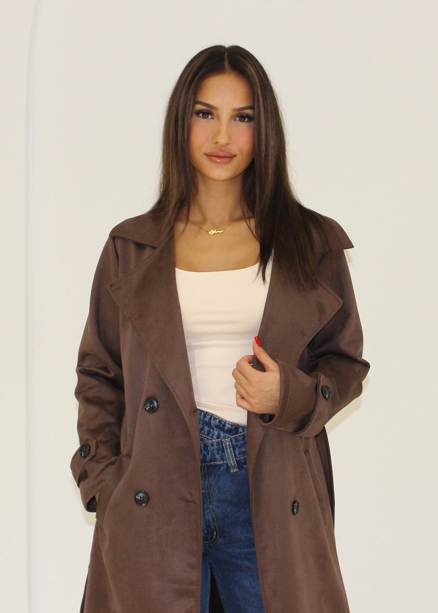 Mantel in Wildlederoptik