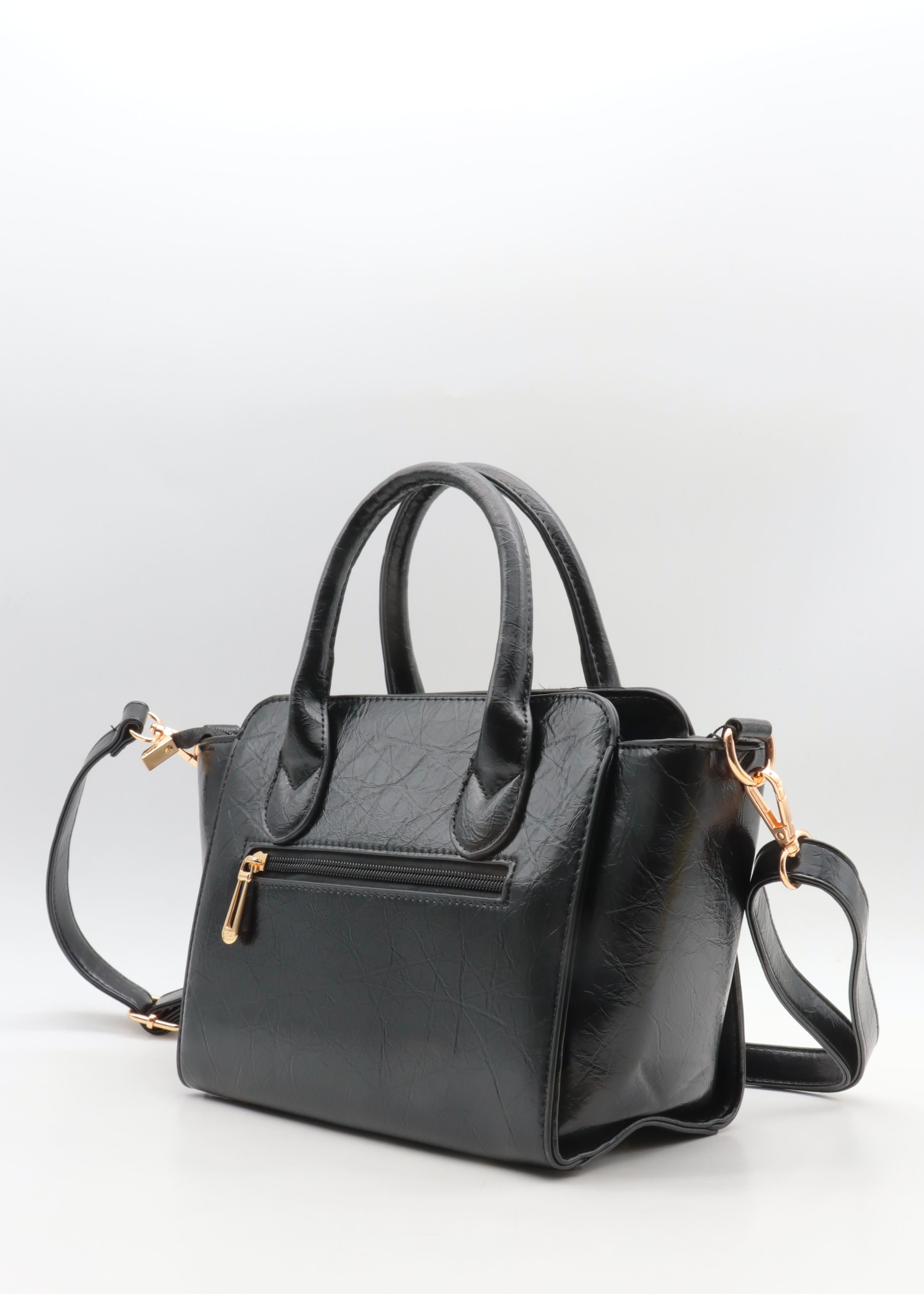 Handtasche Schwarz mit Gold-Details & Schloss