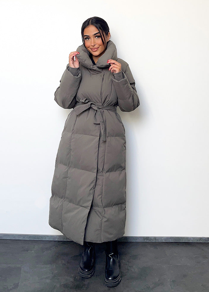 Coat Wollmantel Damen Grau Mit GÃ¼rtel Lange Winterjacke In Grau