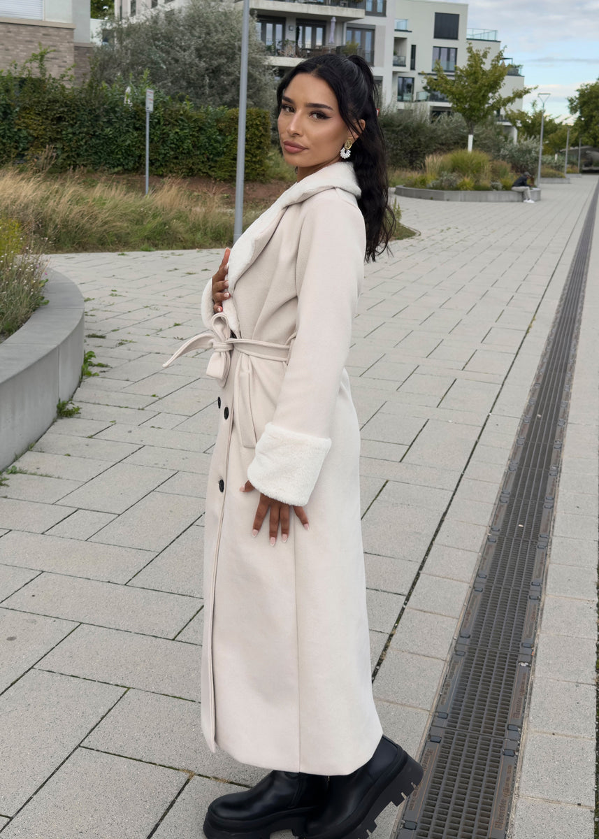 Mantel mit Kunstpelz