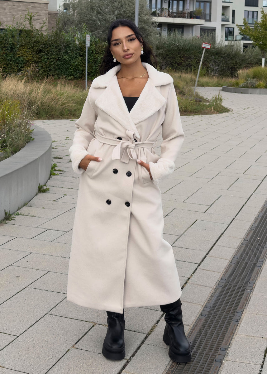 Mantel mit Kunstpelz