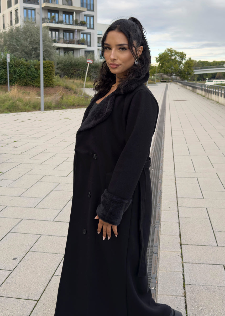 Mantel mit Kunstpelz