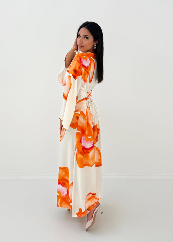 Maxikleid mit weiten Ärmeln & Blumenprint