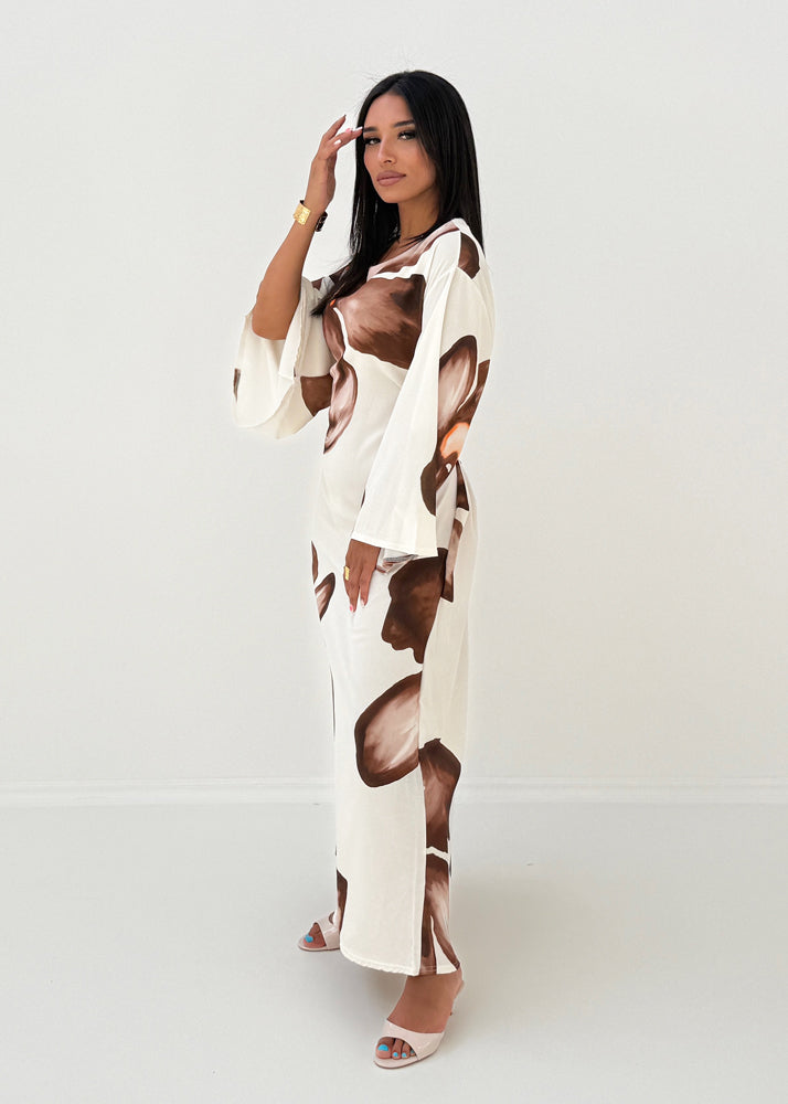 Maxikleid mit weiten Ärmeln & Blumenprint