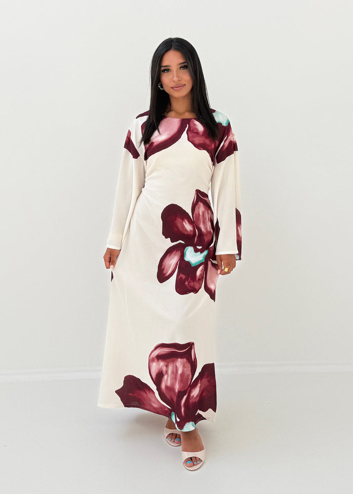 Maxikleid mit weiten Ärmeln & Blumenprint