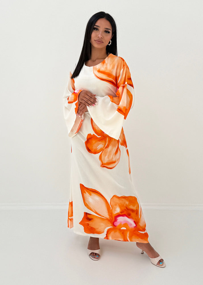 Maxikleid mit weiten Ärmeln & Blumenprint