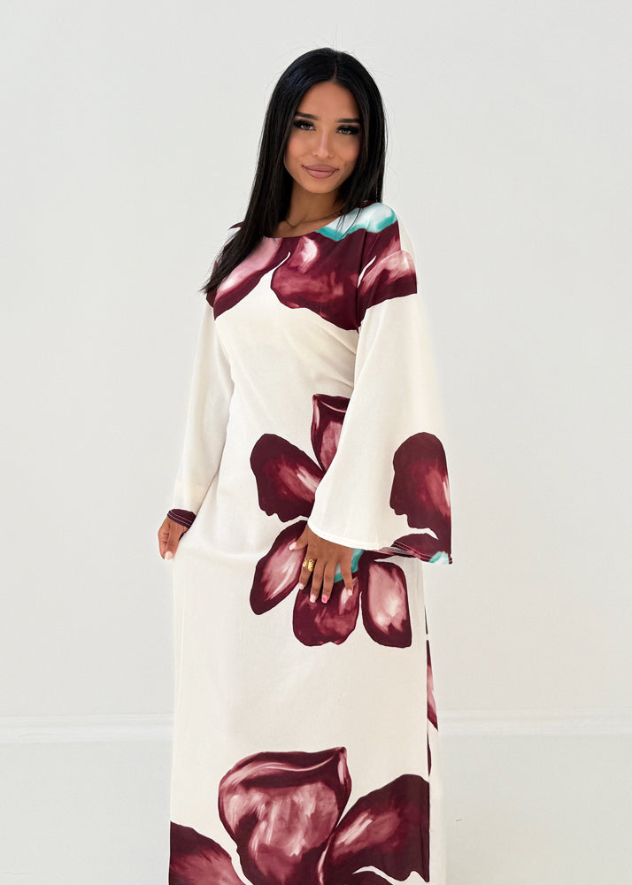 Maxikleid mit weiten Ärmeln & Blumenprint
