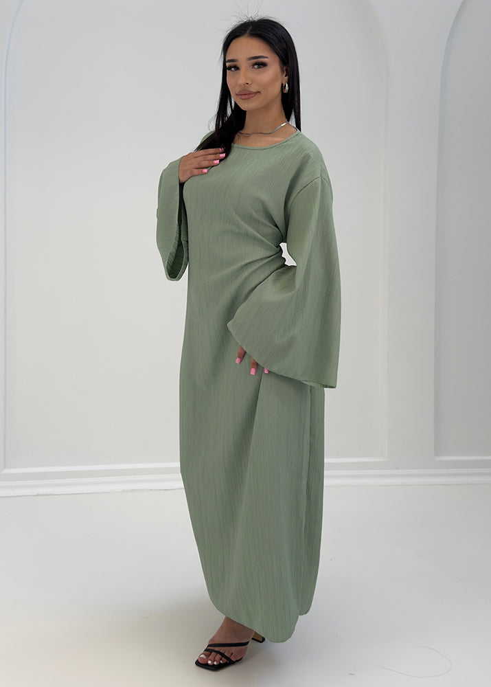 Damen Maxikleid mit weitem Schnitt und langen Ärmeln in Mintgrün – elegant und luftig für den Sommer, Modell mit Bindeband“