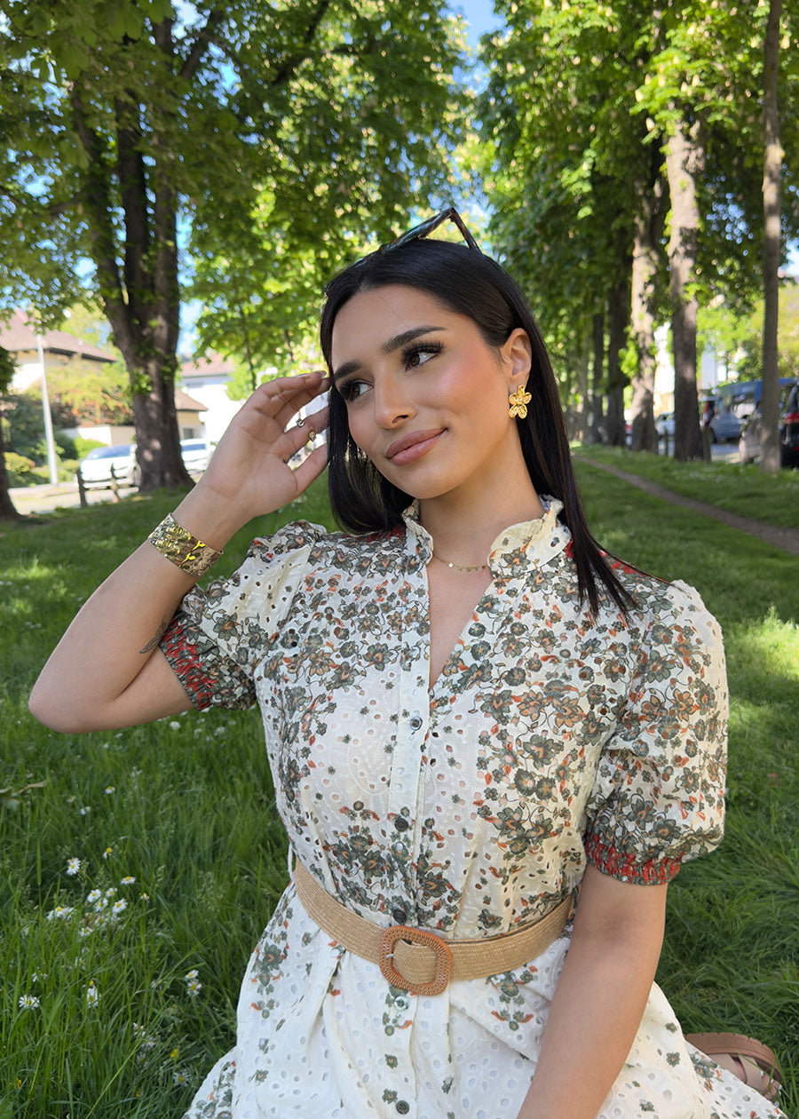 Midikleid mit Lochstickerei