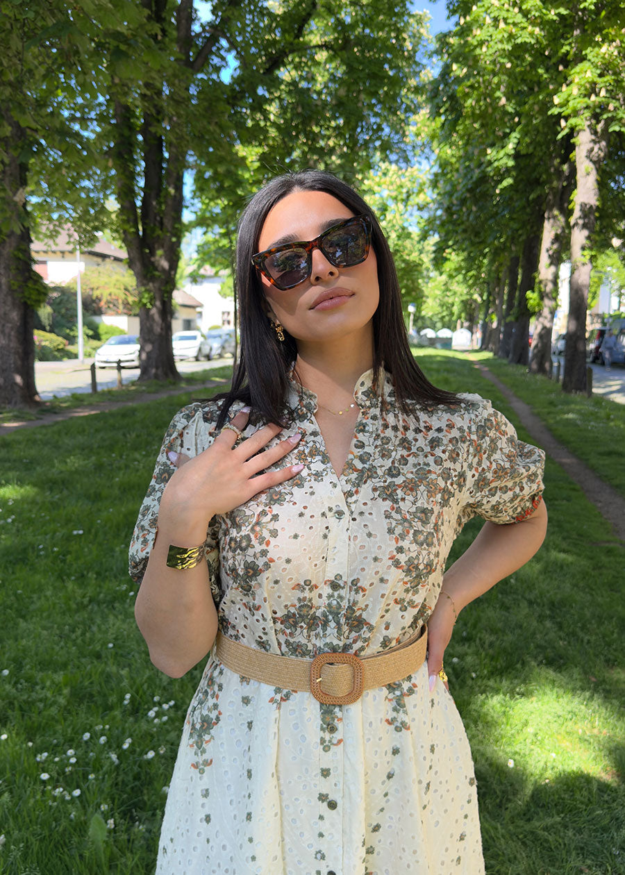 Midikleid mit Lochstickerei