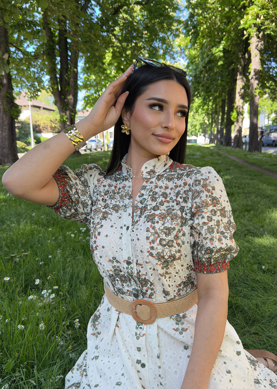 Midikleid mit Lochstickerei