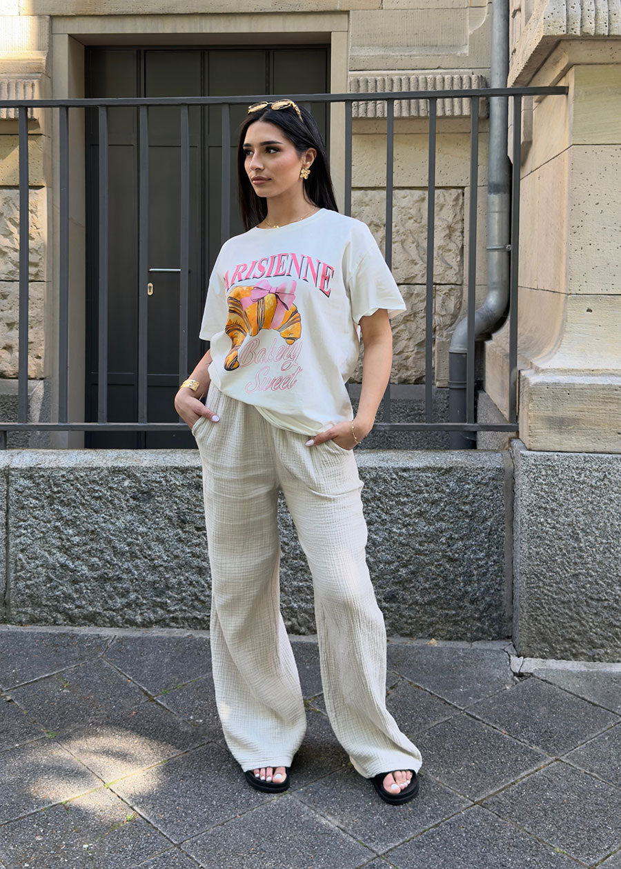 Oversize T-Shirt mit Croissant Print
