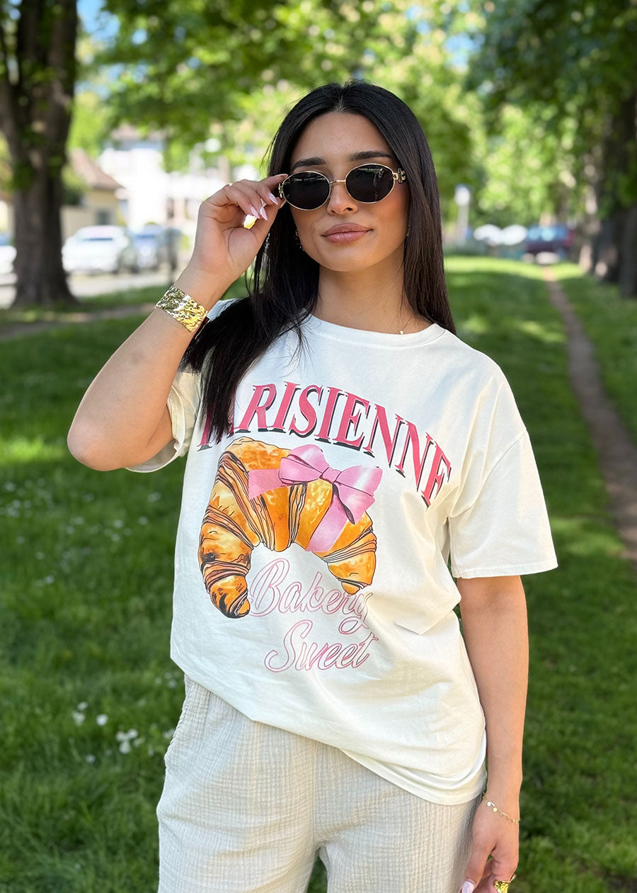 Oversize T-Shirt mit Croissant Print