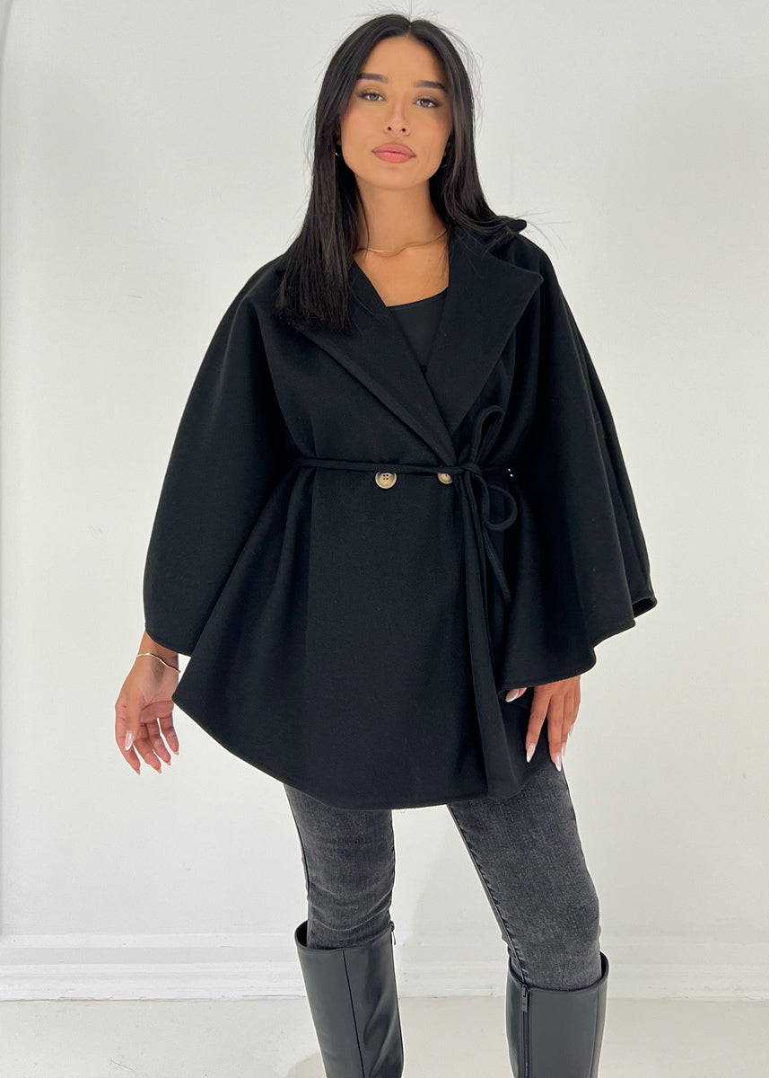 Poncho mit Bindegürtel