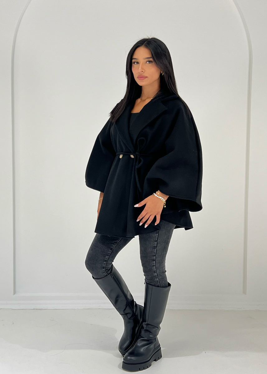 Poncho mit Bindegürtel