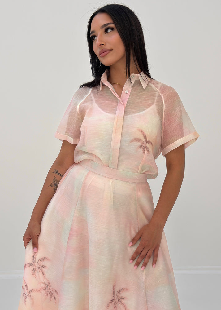 Set aus Hemdbluse & Maxirock