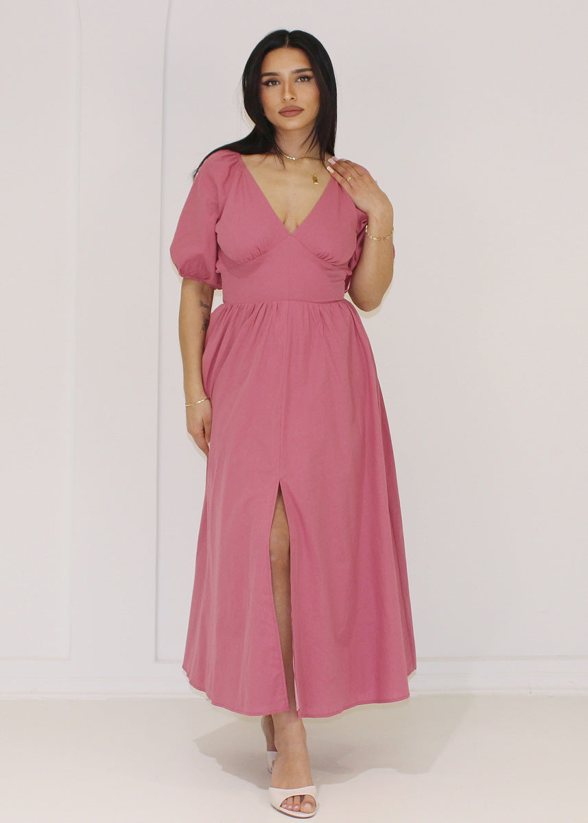 Midi-Kleid mit Puffärmeln