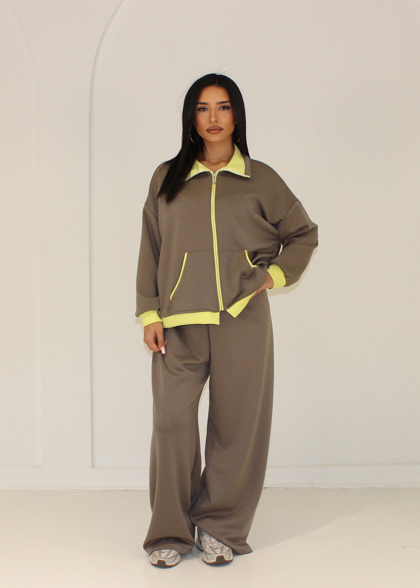 Sweat-Set Damen mit Zipjacke und weiter Hose