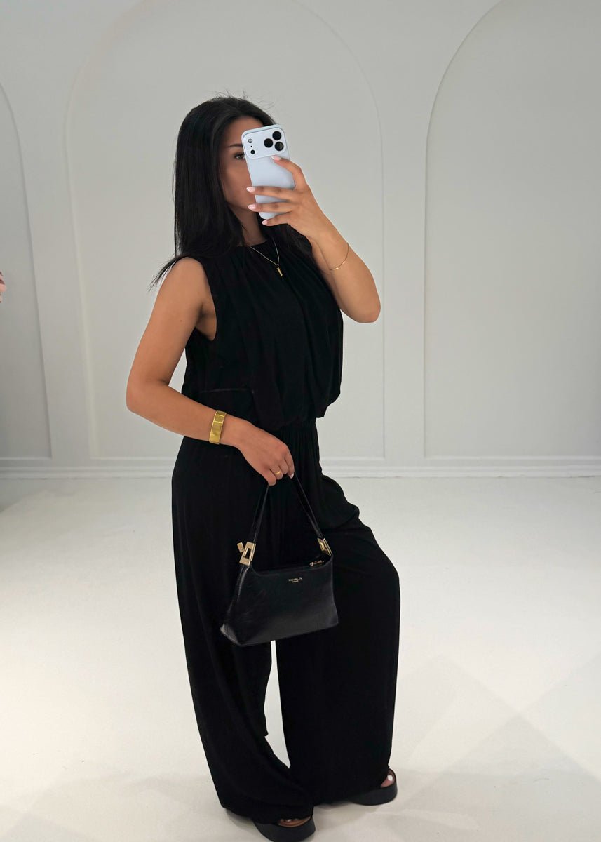Ärmelloses Zweiteiler Set – Top & weite Hose Schwarz - NAHA